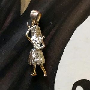 Vintage Sterling silver hula girl pendant!